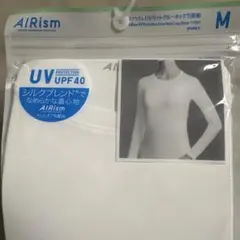 ユニクロAIRism UVカットクルーネック長袖Tシャツ M ホワイト　新品