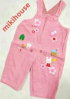 mikihouse　ロンパース　オーバーオール　ギンガムチェック　綿100%