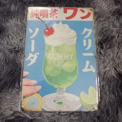 純喫茶 ワン クリームソーダ ブリキ看板 インテリア　30×20