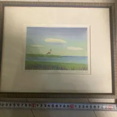 作品証明書付 額装 版画 葉祥明 白い渚 白馬 海 ダイヤモンド