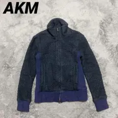 AKM エイケイエム ニットジャケット ブルゾン 切替 ネイビー Sのサムネイル