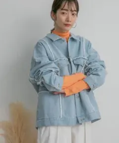 KBF パッチワークデニムジャケット ライトブルー FREE