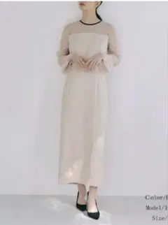 kaene レース ワンピース ドレス シアー袖 36 結婚式 オケージョン