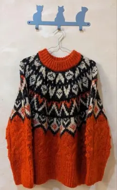 ZARA ノルディック ニット セーター オレンジ北欧
