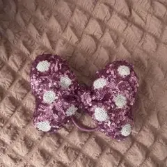 ディズニー ミニー リボン スパンコール ヘアゴム ピンク