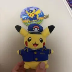 ポケモン 駅長ピカチュウ ぬいぐるみキーホルダーのサムネイル