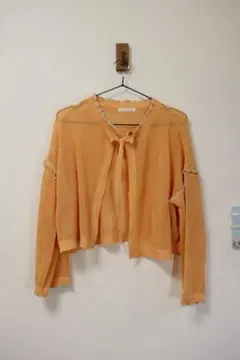 オレンジ メッシュ ショート丈 カーディガンのサムネイル