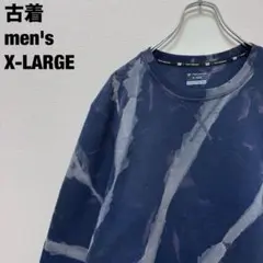 古着 リメイク スウェット ブリーチ加工 斬新 派手 奇抜 ネイビー XLのサムネイル