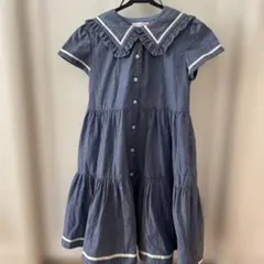 試着のみ familiar シャンブレーデニム ストロベリー刺繍半袖 