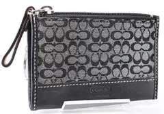 COACH コーチ カード キーケース ブラック 黒 ロゴ レザー チャーム付