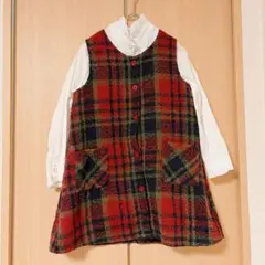 キッズ服 チェック柄ジャンパースカート ワンピース 140サイズ 子供服