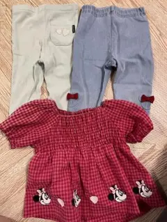 プティマイン 90 女の子 セット ミニー トップス＋レギンス2枚 まとめ売り