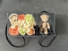 造花アレンジメント テディベアボールチェーン ギフトボックス