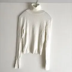 ザラ　クロップドリブニット　オフホワイト
