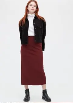 ストレッチダブルフェイスナロースカート