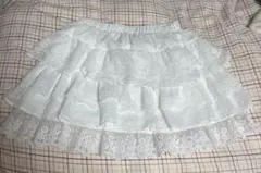 SHEIN MOD コントラストレース フリル裾 スカート 白 Sサイズ
