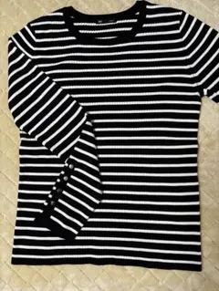 未使用GU ジーユー　リブニットボーダーボタンスリーブプルオーバーZ セーター