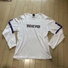 TOKYOプリント ホワイト長袖カットソー　NEWERA