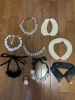 キラキラ　パール　アクセサリー　ネックレス　チョーカー　つけ襟　9点　パーティー