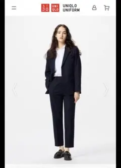 ユニクロ 感動パンツスーツ ネイビー (上S/下M)セット
