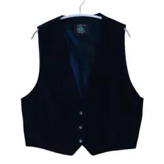 ヴィンテージ 本革スウェードレザーベスト ベストジレ 紺 バックベルトh26