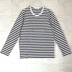 ユニクロ UNIQLO Tシャツ カットソー 長袖 ボーダー 紺 白 M