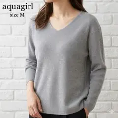 アクアガレージ Vネック ニット セーター グレー M aquagarageのサムネイル