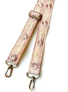 インド刺繍ストラップ 花刺繍が綺麗なショルダーストラップ❁⃘ピンク系フラワー