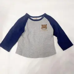 クマ刺繍 長袖トレーナー グレー/ネイビー