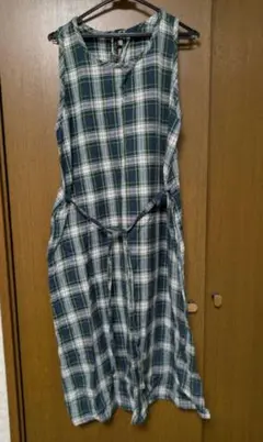 チェック柄 ノースリーブロングワンピース