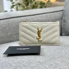 サンローラン フラグメント ジップカードケース モノグラム YSLロゴ