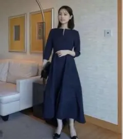 新品タグ付 L'AUBE BLANC KeyneckJacquardDress