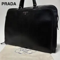 極美品✨ プラダ ビジネスバッグ 三角ロゴ サフィアーノレザー ネイビー カデナ PRADA 極 美品 希少品 プラダ 三角ロゴ 金具 サフィアーノ