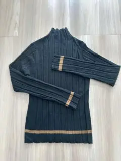 ビューティーアンドユース　 リブ編み長袖セーター ブラック