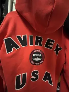 AVIREX USA フード付きパーカー レッド