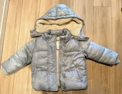 【100cm】GAP フリース裏地付きダウンコート ライトブルー