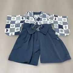 mocmof ベビー袴ロンパース ブルー　70cm