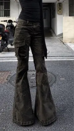 00s archive カモフラ カーゴ フレアパンツ グランジ y2k goa - メルカリ