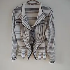 HIROKO BIS 長袖カーディガン ボーダー フリルのサムネイル
