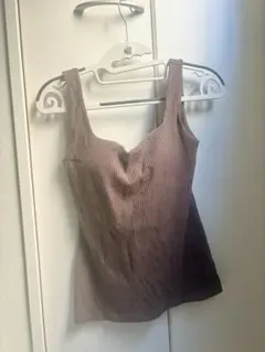 GU ブラウン スクエアネック タンクトップ S 春夏秋