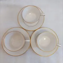 ノリタケ Ivory China カップ＆ソーサー 3客セット 金彩 アイボリー