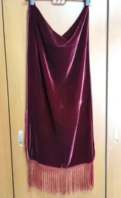 ベルベット　フリンジ付きストール