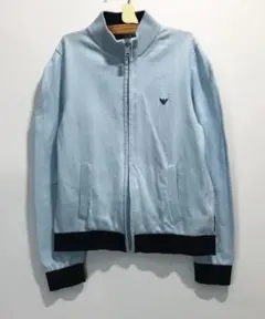 ARMANI JUNIOR エンブレム コットン ニット ジップアップ ブルゾン