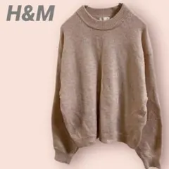 H&M長袖ニットセーター　クルーネック　ライトピンク　レディース/XS