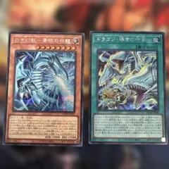 白き幻獣-青眼の白龍とドラゴン・導きの呼笛　２枚セットシークレット