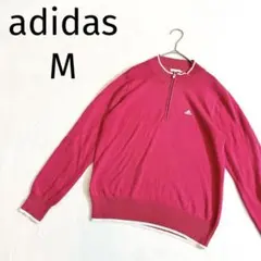 アディダス◆ハーフジップ ニット ゴルフ 長袖 ピンク スプリングニットMのサムネイル