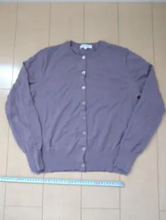 パープル リブ編み カーディガン Mサイズ