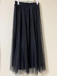 新品　タグ付き　Blue strive 黒　チュールロングスカート　L