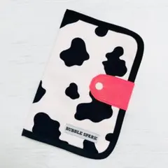 母子手帳ケース お薬手帳ケース　通帳ケース　牛柄　ネオンオレンジ