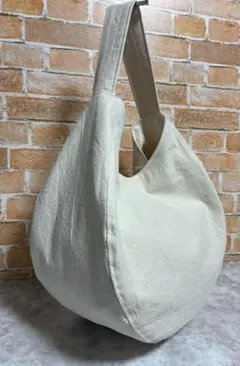 ハンドメイド　ふんわりまるい　ワンショルダーバッグ　オーガニックコットンきなり